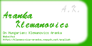 aranka klemanovics business card